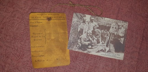 Etiquette ww1 blessé - etiquette, fr