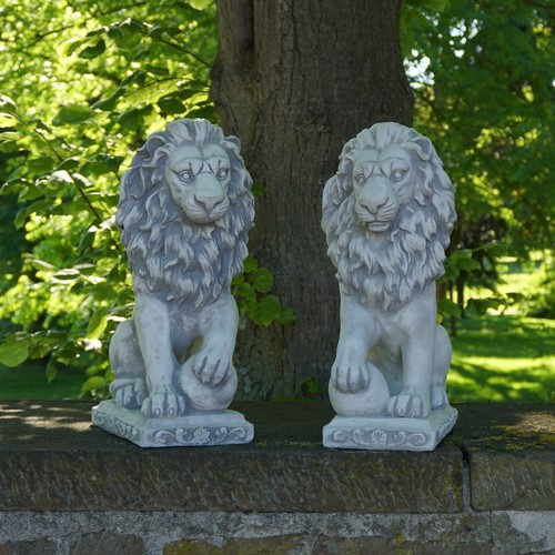 Set leoni con sfera statua - leoni,