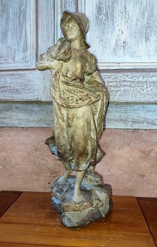 Statue terre cuite patinée - en,